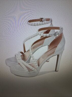 Pnina Tornai White Braided Platform Ankle-Strap High Heels